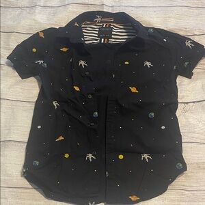 Denim & Flower Boys 9/10 button up short sleeve black space shirt